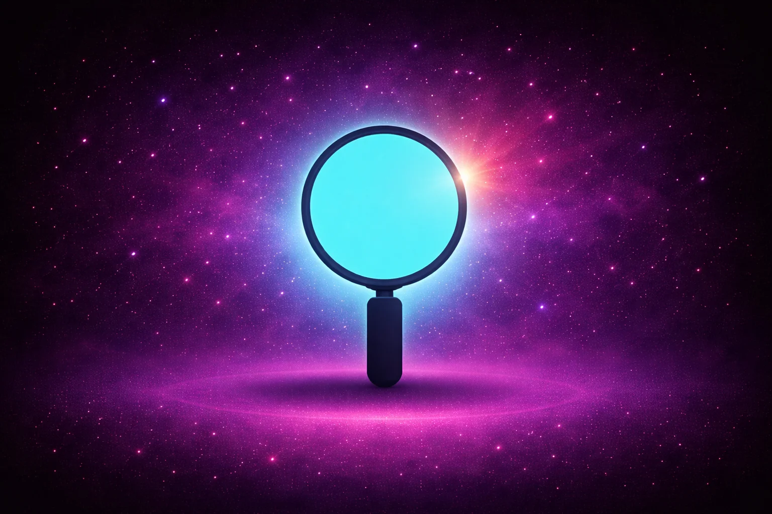 A magnifying glass floating on a starry background representing what is a kewyord concept
