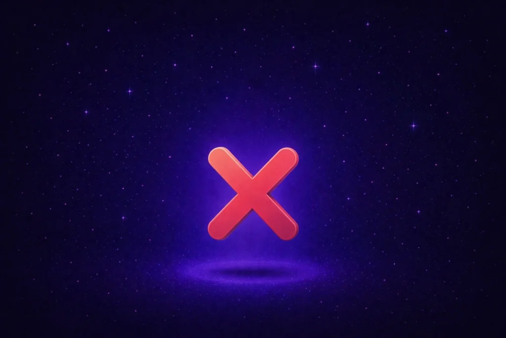 Red X floating over a dark background, representing the idea of an error