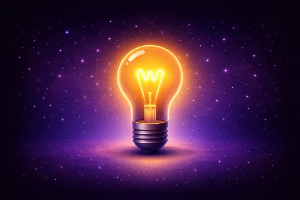 Brilliant lightbulb representing the human intelligence