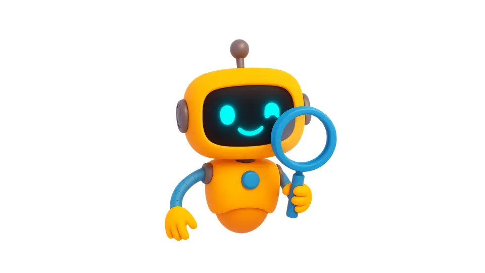 Robot ilustrado representando la búsqueda inteligente en el contexto del AEO y GEO