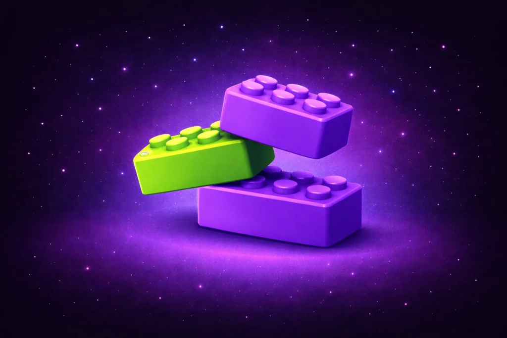 Colorful uneven stacked blocks representing website architecture