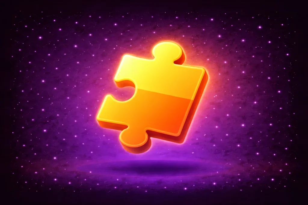 Pieza de puzzle color naranja flotando sobre fondo oscuro simbolizando la coherencia en la estructura de datos